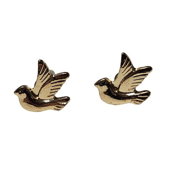 Elegant Gold Tone Dove Bird Stud Earrings Peace Love Fashion Jewelry Women Gift - Picture 1 of 4